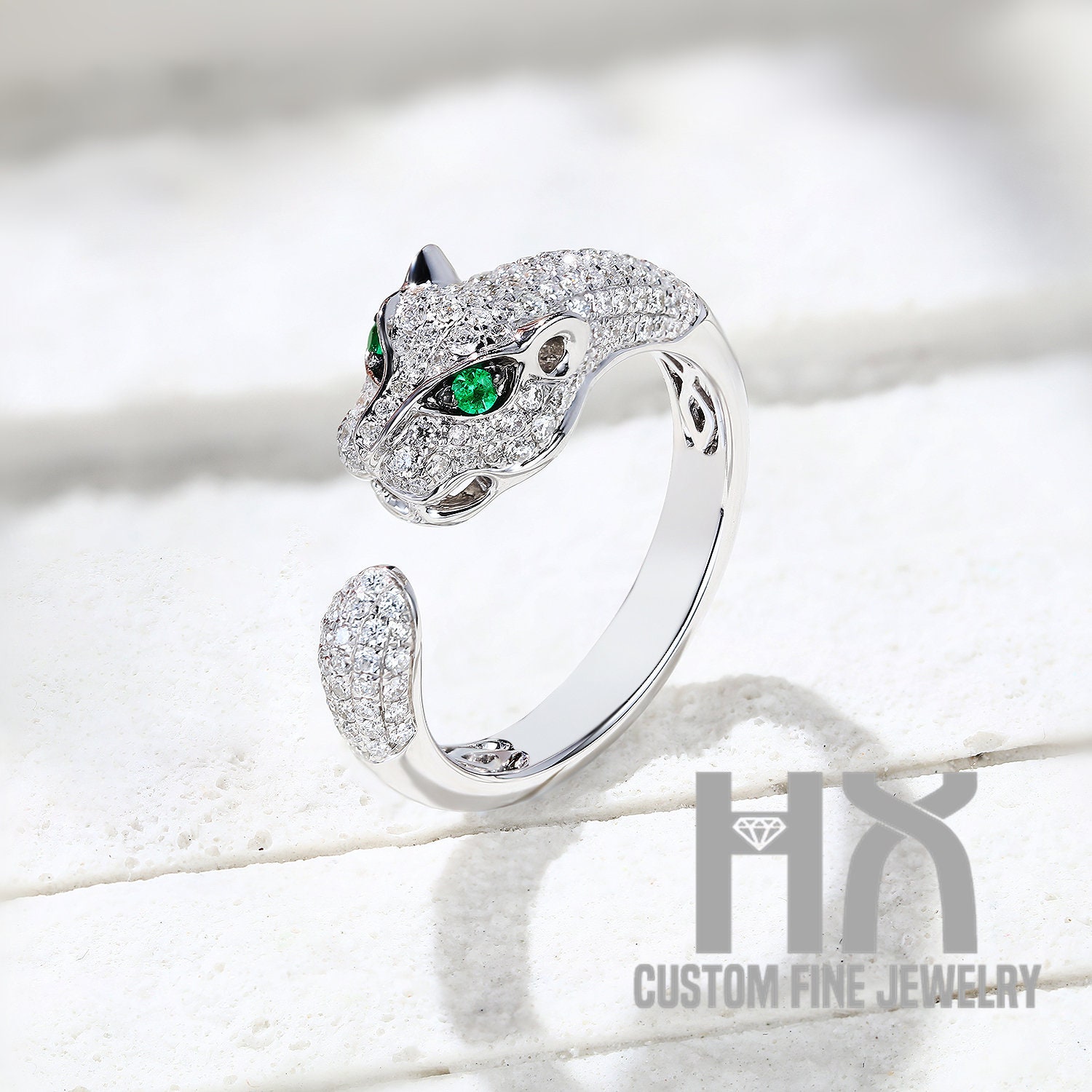 Diamant Leopard Wickelring in Massivem 18K Gold/Diamant Panther Ring/Individueller Schmuck/Personalisierung Design von HXJewelry