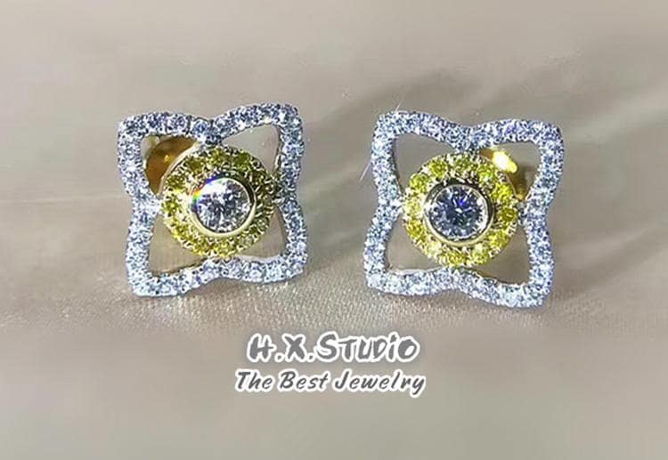 Diamant-Ohrringe in Solid 18K Gold/Fancy Yellow Diamond Ohrringe Custom Schmuck Personalisierung Design Geschenk Für Frauen Und Mädchen von HXJewelry