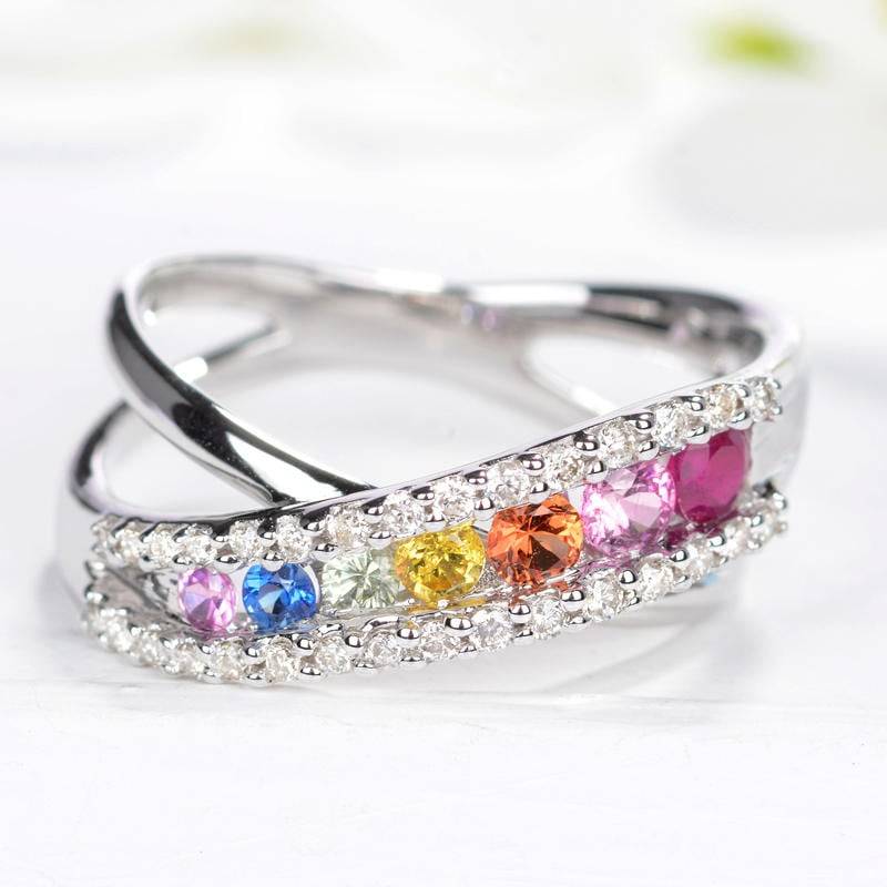 Diamant Regenbogen Edelstein Statement Ring in Massivem 18K Gold/Crisscross Cocktail Ring/Custom Fine Jewelry/Personalisierung Design/Geschenk Für Diamant Regenbogen Edelstein Statement Ring in Massivem 18K Gold/Crisscross Cocktail Ring/Custom Fine Jewelry/Personalisierung Design/Geschenk Für von HXJewelry