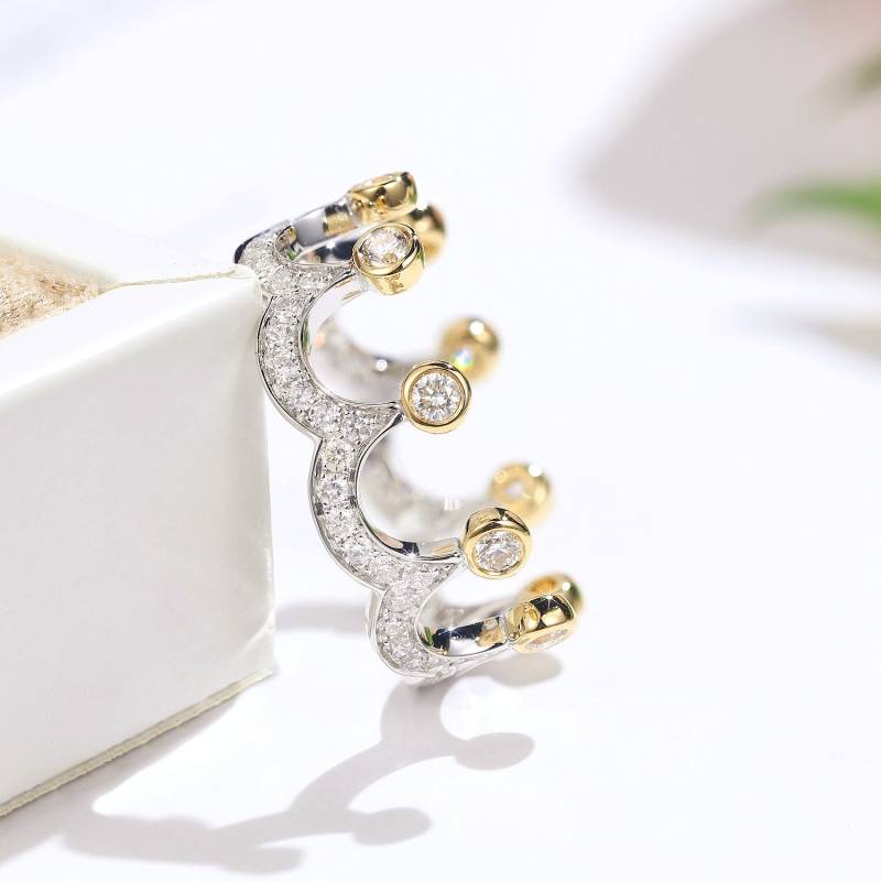 Diamant Tiara Band in 18K Zweifarbigen Gold/Diamant Krone Hochzeitsband/Personalisierter Schmuck/Geschenk Für Frauen Und Mädchen von HXJewelry