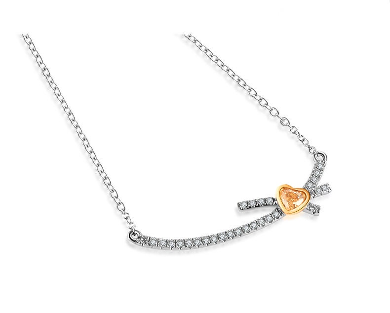 Gelbe Diamant Herz Bowknot Anhänger Halskette in Massiver Zwei Ton 18K Gold/Custom Fine Jewelry/Personalisierung Design/Geschenk Für Frauen Und von HXJewelry