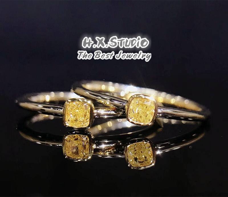 Gelber Diamant Schlichter Ehering in Massivem 18K Gold/Personalisierter Schmuck/Personalisierung Design/Geschenk Für Frauen Und Mädchen von HXJewelry