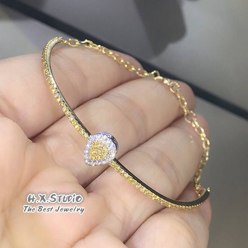 Gelbes Diamant Armband in Massivem 18K Gold/Manschettenkette Armband/Benutzerdefinierter Feinschmuck/Personalisierung Design/Geschenk Für Frauen Und von HXJewelry