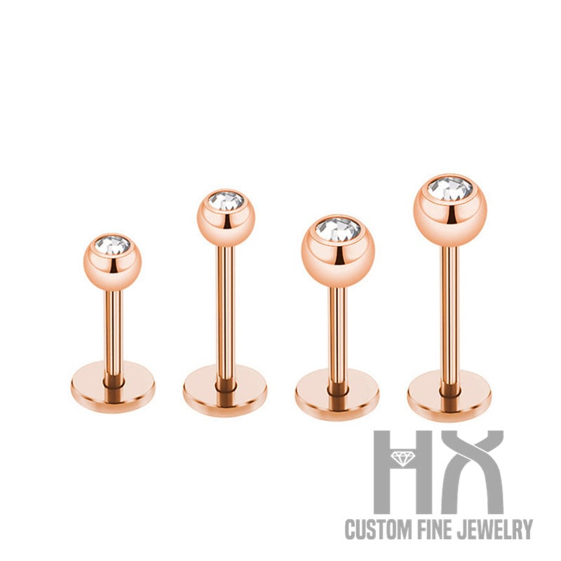 Hx Schmuck | Diamant Labret Unisex Lippen Piercing Ohrstecker in Massivem 18K Gold/Labret Für Nase, Helix, Tragus, Lobe/Geschenk Frauen Und Mädchen von HXJewelry