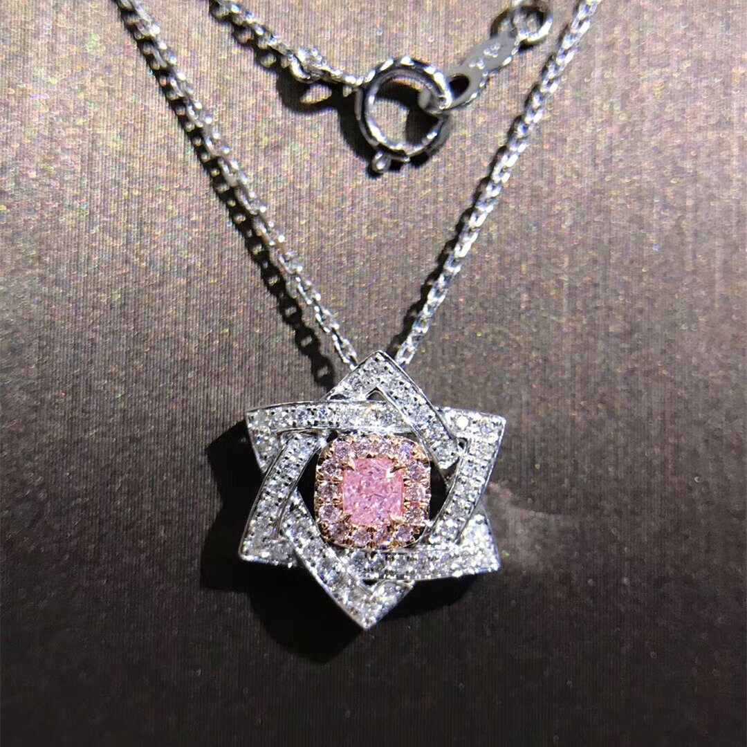 Hx Schmuck | Rosa Diamant Hexagramm Anhänger Halskette in Massivem 18K Gold/Davidstern Anhänger/Personalisierter Schmuck/Geschenk Für Frauen Und von HXJewelry