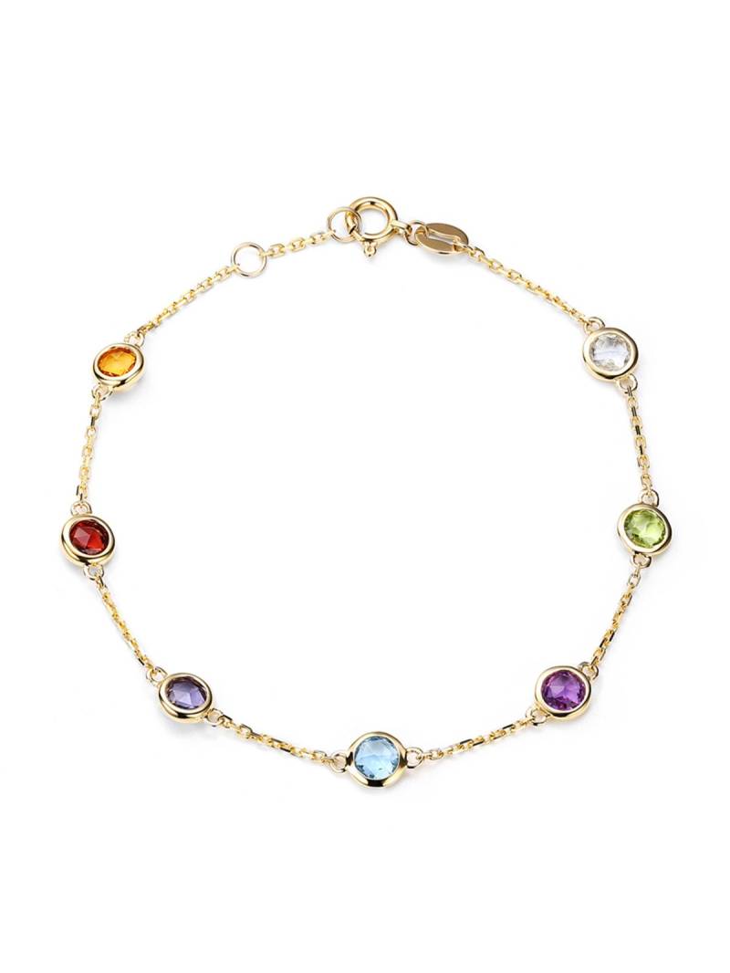 Multi Regenbogen Edelstein Armband in Massivem 18K Gold/Fußkettchen/Individueller Feinschmuck/Personalisierungsdesign/Geschenk Für Frauen Und Mädchen von HXJewelry