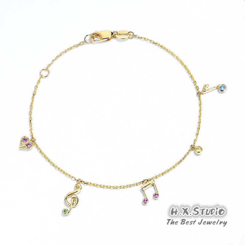 Musik Note Charm Armband in 18K Gold/Sound Of Music Inspiriert Armband/Fußkettchen/Individuelles Feines Schmuck/Geschenk Für Frauen Und Mädchen von HXJewelry