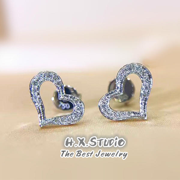 Zierliche Herz Ohrstecker, Diamant, Offene Ohrringe, Echter Hochwertiger Geschenk Für Frauen Und Mädchen von HXJewelry