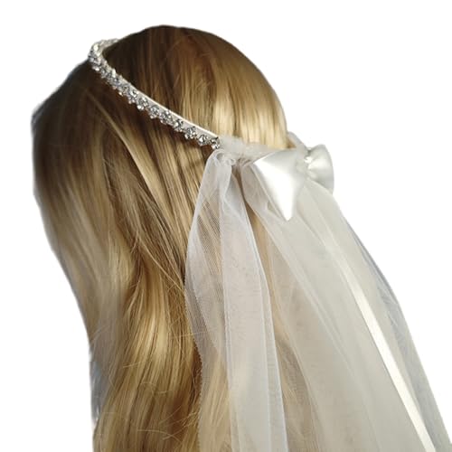 Braut-Tiaras für Hochzeit, Braut, Tüll mit Schleife, elegant, Brautschmuck, Abschlussball, Party, Diadem, Damen, langer Schleier zum Fotografieren Braut-Tiaras für Hochzeit, Braut, Tüll mit Schleife, elegant, Brautschmuck, Abschlussball, Party, Diadem, Damen, langer Schleier zum Fotografieren von HXNH