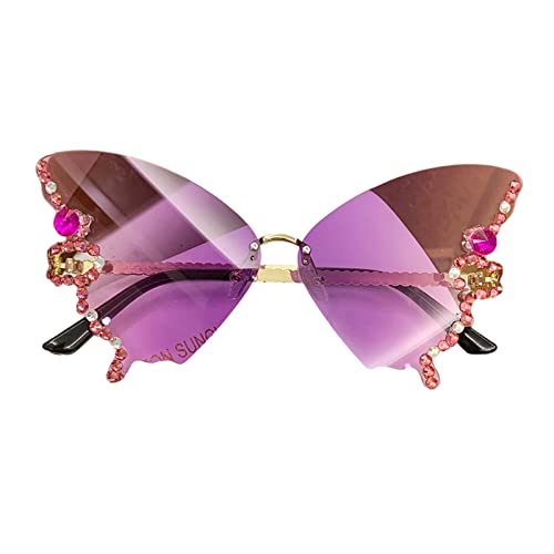 HXNH Strass Schmetterling Brille Schmetterling Katzenauge Frauen randlos kleines Gesicht Strass HXNH Strass Schmetterling Brille Schmetterling Katzenauge Frauen randlos kleines Gesicht Strass von HXNH