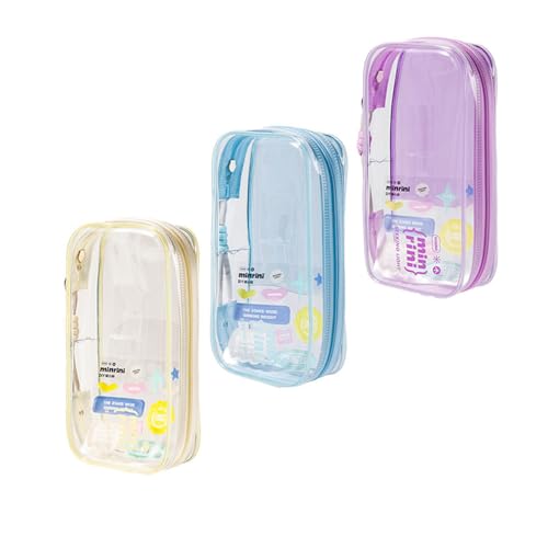 HXNH Transparente PVC-Stifttasche, wasserabweisend, großes Fassungsvermögen, Federmäppchen, Reise-Stift-Organizer, Schule, Büro, mit Reißverschluss, a von HXNH