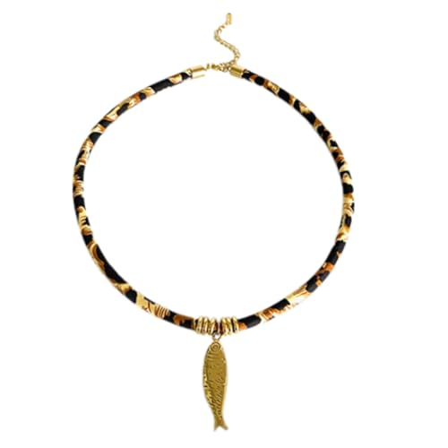 HXNH Trendige Halskette mit Leopardenmuster, aus Edelstahl und weicher Kordel, modisches Schlüsselbein-Kette, Geschenk, weiche Seil-Halskette, Einheitsgröße, Wie beschrieben, Wie beschrieben HXNH Trendige Halskette mit Leopardenmuster, aus Edelstahl und weicher Kordel, modisches Schlüsselbein-Kette, Geschenk, weiche Seil-Halskette, Einheitsgröße, Wie beschrieben, Wie beschrieben von HXNH