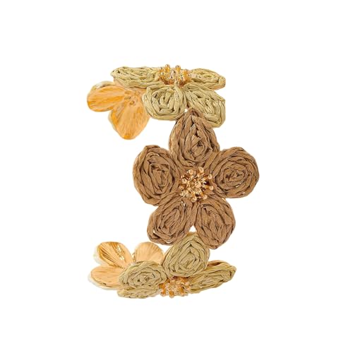 Handgefertigter Bast und Legierung, Blumenmuster, leichter Schmuck, elegantes Handgelenk-Schmuck-Accessoire für den täglichen Gebrauch, trendige Outdoor-Party Handgefertigter Bast und Legierung, Blumenmuster, leichter Schmuck, elegantes Handgelenk-Schmuck-Accessoire für den täglichen Gebrauch, trendige Outdoor-Party von HXNH