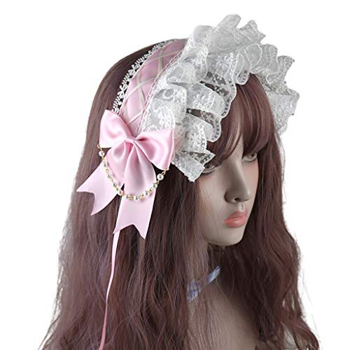 Schönes, süßes Haarband für Damen, Anime-Dienstmädchen, gerüschte Spitze, Kopfbedeckung, Schleife, Perlen, Kette, Haar-Accessoire, gerüschte Spitze Schönes, süßes Haarband für Damen, Anime-Dienstmädchen, gerüschte Spitze, Kopfbedeckung, Schleife, Perlen, Kette, Haar-Accessoire, gerüschte Spitze von HXNH