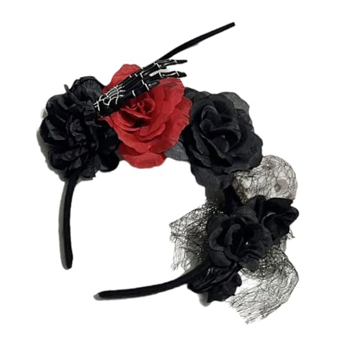 Skelett Blume Dekoration Stirnbänder Schädel Rose Haarband Cosplay Frauen Kopfschmuck für Mottopartys von HXNH