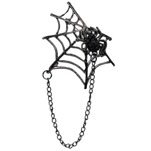 Spinnennetz-Brosche mit Kette, Punk-Spinnennetz, Anstecknadel, Brosche, Halloween, Kostüm, Schmuck, Zubehör für Damen und Herren, Einheitsgröße, Metall, Kein Edelstein Spinnennetz-Brosche mit Kette, Punk-Spinnennetz, Anstecknadel, Brosche, Halloween, Kostüm, Schmuck, Zubehör für Damen und Herren, Einheitsgröße, Metall, Kein Edelstein von HXNH