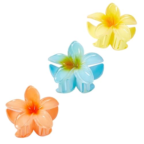 Blumen-Haarklammern für Damen, hawaiianisches Plumeria-Haar-Accessoire, rutschfeste Haarklammern für dickes und dünnes Haar, tropische Strand-Haarspangen für Damen und Mädchen (A Stil) von HXOGD