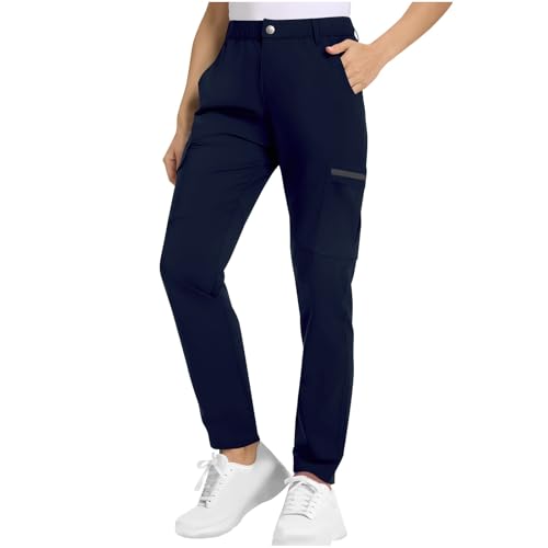 HXRYPG Amazon Basics Wanderhose Damen Cargohose Outdoor Hosen Trekkinghose Leicht Outdoorhose Arbeitshose Stoffhose Atmungsaktiv Chino Hose Frau Jogginghose Pants Funktionshose Sale Marineblau XXL von HXRYPG