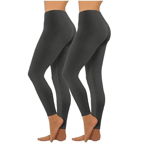 HXRYPG Amazon Warehouse Deal 2er Pack Leggings Damen Elastisch Yogahose Sportleggings Frauen Sporthose Yoga Hosen Teenager Mädchen Sport Leggins High Waist Angebote des Tages Heute Dunkelgrau XXL von HXRYPG