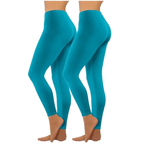 HXRYPG Amazon Warehouse Deal 2er Pack Leggings Damen Elastisch Yogahose Sportleggings Frauen Sporthose Yoga Hosen Teenager Mädchen Sport Leggins High Waist Angebote des Tages Heute Himmelblau XXL von HXRYPG
