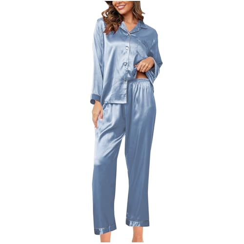 HXRYPG Amazon Warehouse Deal Satin Schlafanzug Damen Lang Pyjama Set Langarm Zweiteiler Hausanzug Loungewear Teenager Mädchen Elegant Seide Nachtwäsche Frauen Pyjamahose Schlafanzüge Hellblau XXL HXRYPG Amazon Warehouse Deal Satin Schlafanzug Damen Lang Pyjama Set Langarm Zweiteiler Hausanzug Loungewear Teenager Mädchen Elegant Seide Nachtwäsche Frauen Pyjamahose Schlafanzüge Hellblau XXL von HXRYPG