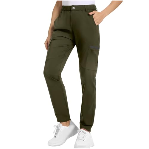 HXRYPG Gutscheine Wanderhose Damen Cargohose Outdoor Hosen Trekkinghose Leicht Outdoorhose Arbeitshose Stoffhose Atmungsaktiv Chino Hose Frau Jogginghose Pants Funktionshose Grün XXL von HXRYPG