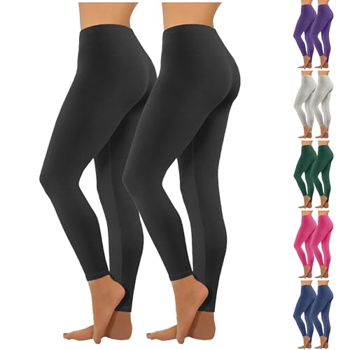HXRYPG Outlet Amazon 2er Pack Leggings Damen Elastisch Yogahose Sportleggings Blickdicht Frauen Sporthose Yoga Hosen Teenager Mädchen Sport Leggins High Waist Freizeit Alltag Warehouse Deal Schwarz L von HXRYPG