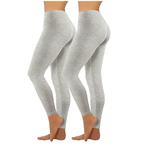 HXRYPG Sale Angebote 2er Pack Leggings Damen Elastisch Yogahose Sportleggings Blickdicht Frauen Sporthose Yoga Hosen Teenager Mädchen Sport Leggins High Waist Freizeit Alltag Outlet Amazon Grau S von HXRYPG