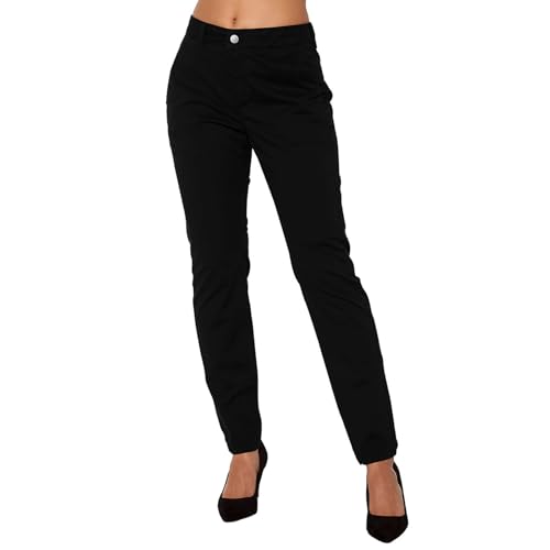 HXRYPG Stoffhose Damen Chino Hose Elegant Anzughose Slim Cargohose Arbeitshose Casual Chinohose Freizeithose Schlupfhose Frauen Musselin Hosen Baumwolle Business Pants Blitzangebote Schwarz XXL von HXRYPG