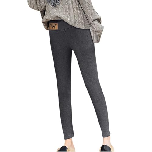 HXRYPG Thermo Leggings Damen Gefüttert Thermohose Fleece Thermoleggins Winter Strumpfhose Blickdicht Winterleggins Verdickte Sport Leggings Winterhose Lang Fleecehose Laufhose Angebot 02 Grau S von HXRYPG