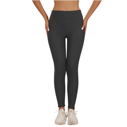 HXRYPG Thermo Leggings Damen Gefüttert Thermohose Fleece Thermoleggins Winter Strumpfhose Blickdicht Winterleggins Verdickte Sport Leggings Winterhose Lang Fleecehose Laufhose Angebot 03 Dunkelgrau L von HXRYPG