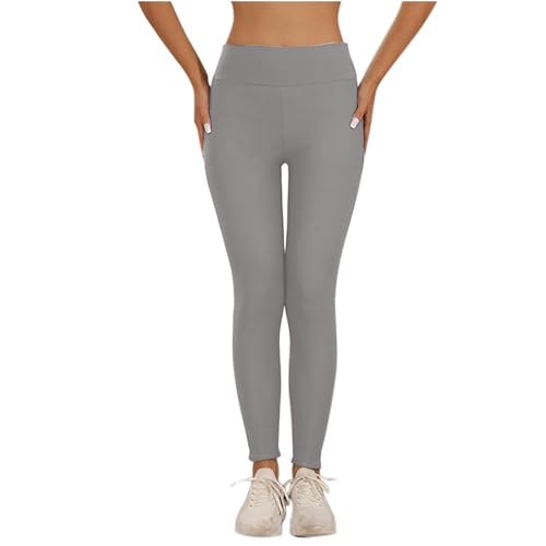 HXRYPG Thermo Leggings Damen Gefüttert Thermohose Fleece Thermoleggins Winter Strumpfhose Blickdicht Winterleggins Verdickte Sport Leggings Winterhose Lang Fleecehose Laufhose Angebot 03 Grau S von HXRYPG