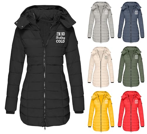 HXRYPG Wintermantel Damen Lang Steppjacke Leicht Daunenjacke Mantel Winter Winterjacke Elegant Puffer Jacke Steppmantel Winterparka Daunenmantel Damenjacke Kapuzenjacke Warm sale damen 01 Schwarz XL von HXRYPG