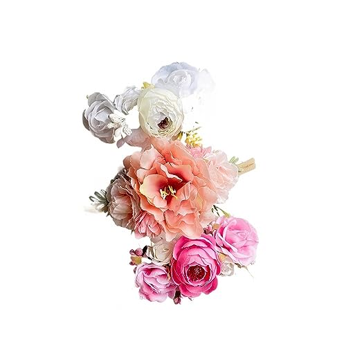 3/4PCS Künstliche Blume Stirnband Set for Baby Mädchen Floral Haarbänder Neugeborenen Kleinkind Elastische Nylon Kinder Kopfbedeckungen zubehör (Color : 4) von HXSCOO