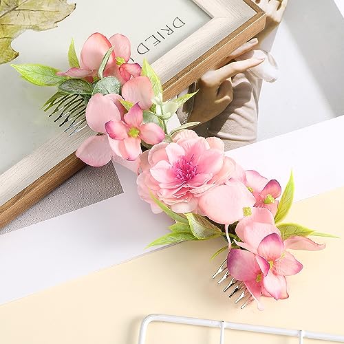 Braut Blumen Haarkämme Hochzeit Kopfbedeckung Romantische Rattan Blumen Haarnadel Haarkamm Clip Hinterkopf Frauen Haarschmuck (Color : CD1310A) von HXSCOO