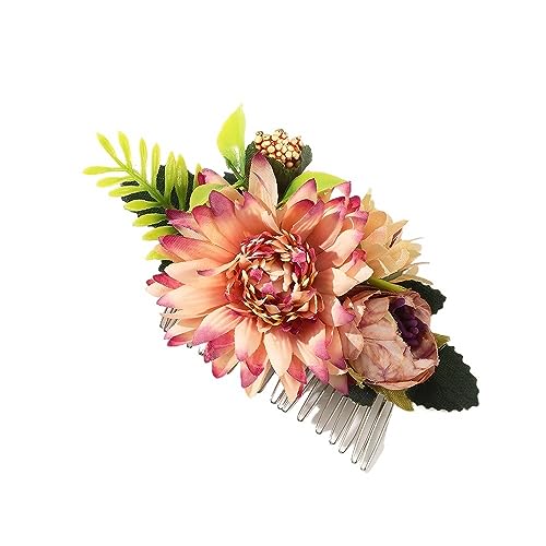 Braut Hochzeit Haarschmuck Blumenhaarnadel Geflochtene Haarspange Haarschmuck for Frauen Mädchen Frauen Kopfschmuck Metall Haarkamm (Color : E) von HXSCOO