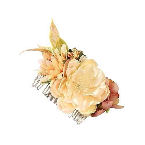 Braut Hochzeit Haarschmuck Blumenhaarnadel Geflochtene Haarspange Haarschmuck for Frauen Mädchen Frauen Kopfschmuck Metall Haarkamm (Color : K) von HXSCOO