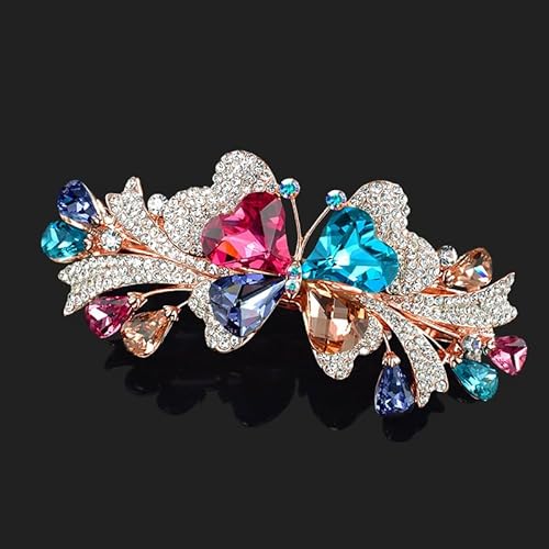 Bunte Kristall Schmetterling Frühling Haarnadel Zirkon Legierung Top Clip Horizontal Clip Elegante Damen Mode Haar Schmuck (Color : MHM-01-155-09) von HXSCOO