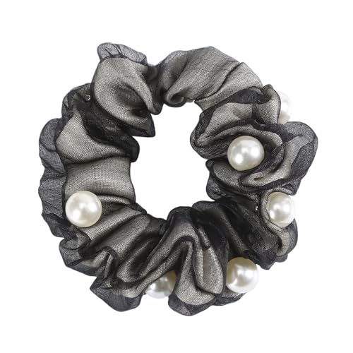 Haarschmuck Frauen Rose Blume Perle Strass Haarbänder elastische Haar Seil Ring Scrunchies (Color : CB0085-A) von HXSCOO