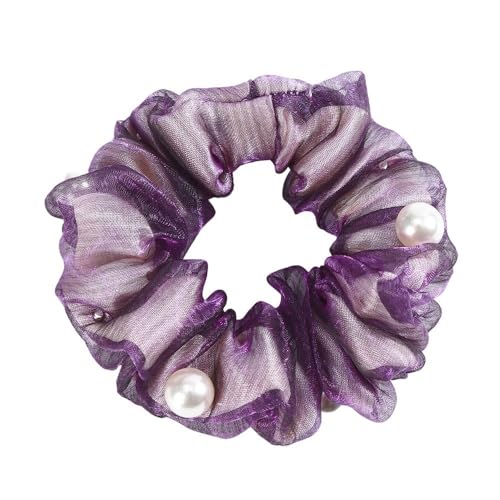 Haarschmuck Frauen Rose Blume Perle Strass Haarbänder elastische Haar Seil Ring Scrunchies (Color : CB0085-F) von HXSCOO