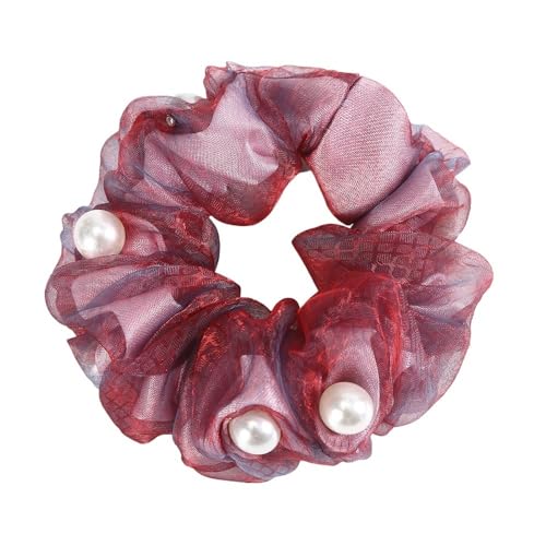 Haarschmuck Frauen Rose Blume Perle Strass Haarbänder elastische Haar Seil Ring Scrunchies (Color : CB0085-G) von HXSCOO