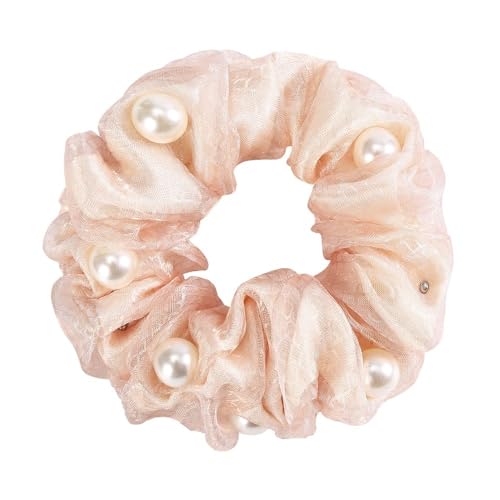 Haarschmuck Frauen Rose Blume Perle Strass Haarbänder elastische Haar Seil Ring Scrunchies (Color : CB0085-I) von HXSCOO