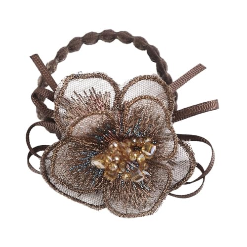 Haarschmuck Frauen Rose Blume Perle Strass Haarbänder elastische Haar Seil Ring Scrunchies (Color : CB0086-I) von HXSCOO