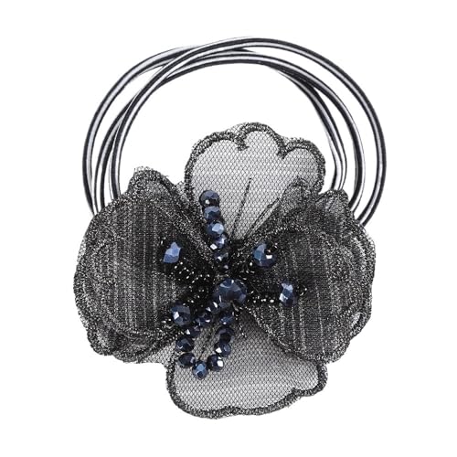 Haarschmuck Frauen Rose Blume Perle Strass Haarbänder elastische Haar Seil Ring Scrunchies (Color : CB0086-M) von HXSCOO