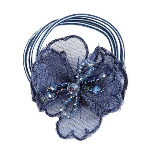 Elegante Mode Haar Zubehör Frauen Rose Blume Perle Strass Haarbänder Elastische Haar Seil Ring Scrunchies (Color : CB0086-N) von HXSCOO