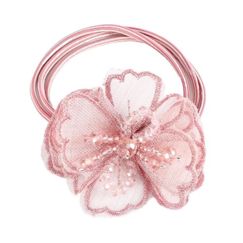 Haarschmuck Frauen Rose Blume Perle Strass Haarbänder elastische Haar Seil Ring Scrunchies (Color : CB0086-P) von HXSCOO