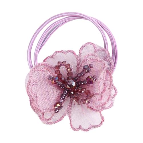 Elegante Mode Haar Zubehör Frauen Rose Blume Perle Strass Haarbänder Elastische Haar Seil Ring Scrunchies (Color : CB0086-Q) von HXSCOO