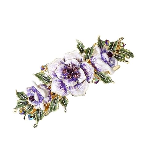 Emaille Blume Chinesische Haarspange Schmuck Vintage Rose Strass Haarnadel Haarspangen Frauen Bankett Haarschmuck (Color : Lila) von HXSCOO