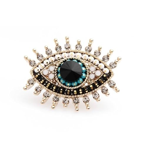 HXSCOO Strass Schwarz Blau Auge Broschen Frauen Legierung Simulierte Perle Auge Kragen Pins Geschenke (Color : Weiß) von HXSCOO