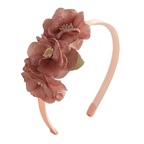 Handgefertigte Blumen-Mädchen-Stirnbänder, niedliche Perlenfedern, Hochzeit, Kronprinzessin, Tanzparty, Kopfbedeckung, modisches Hoop-Zubehör (Color : A) von HXSCOO